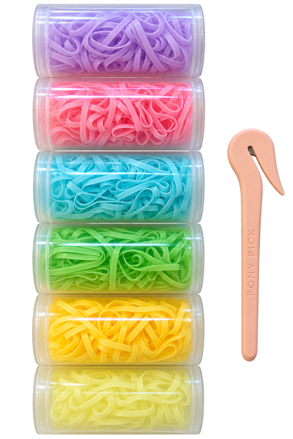PONYPICK® The Pastels | 600 Hair Elastics + Original Pony Pick®