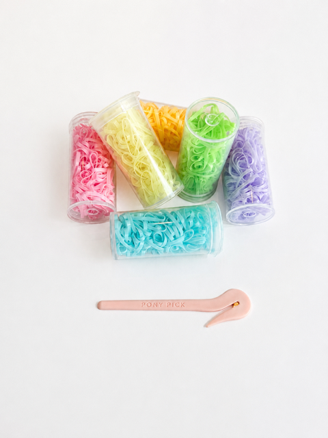 PONYPICK® The Pastels | 600 Hair Elastics + Original Pony Pick®