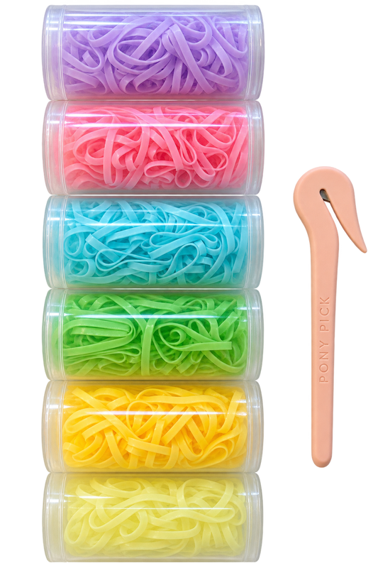 PONYPICK® The Pastels | 600 Hair Elastics + Original Pony Pick®