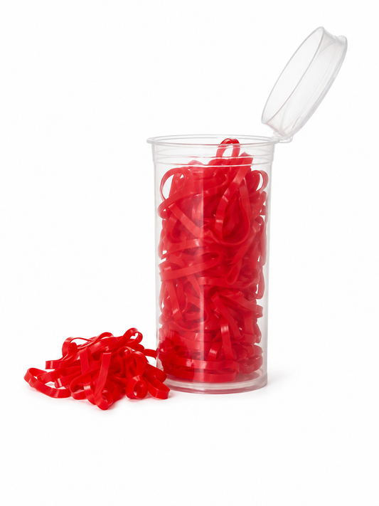Red Hair Elastics | 100 Count Pop-Top Tube
