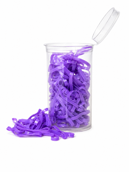 Purple Hair Elastics | 100 Count Pop-Top Tube