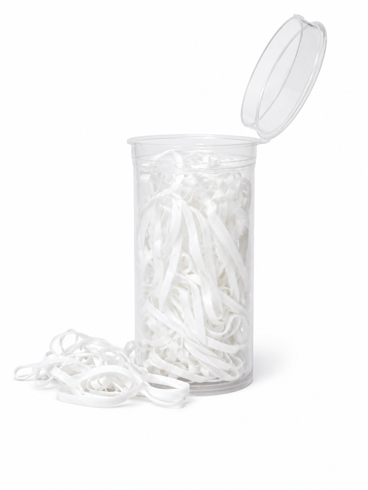 White Hair Elastics | 100 Count Pop-Top Tube