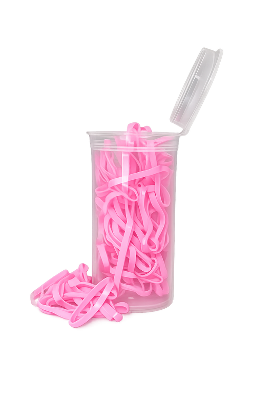Pink Hair Elastics | 100 Count Pop-Top Tube