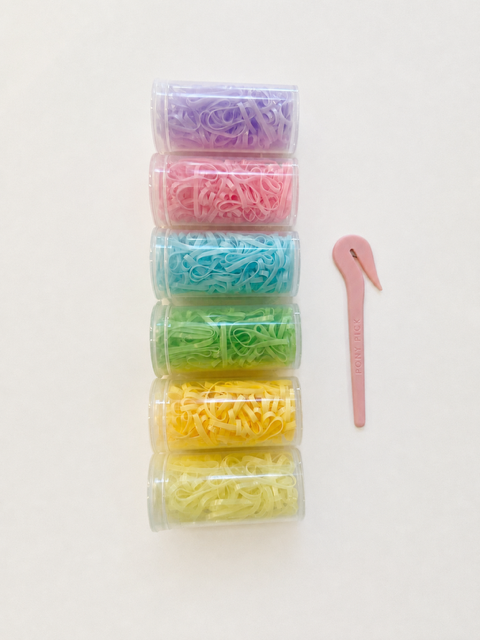 PONYPICK® The Pastels | 600 Hair Elastics + Original Pony Pick®